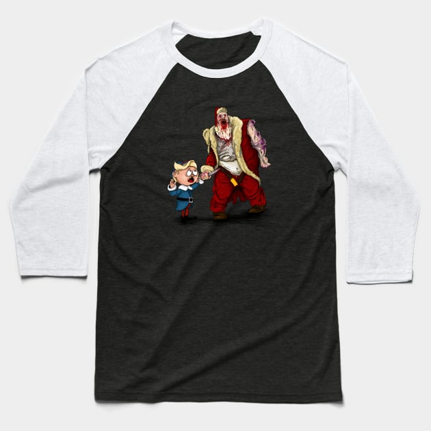 Zombie Santa Christmas Baseball T-Shirt by Harley Warren